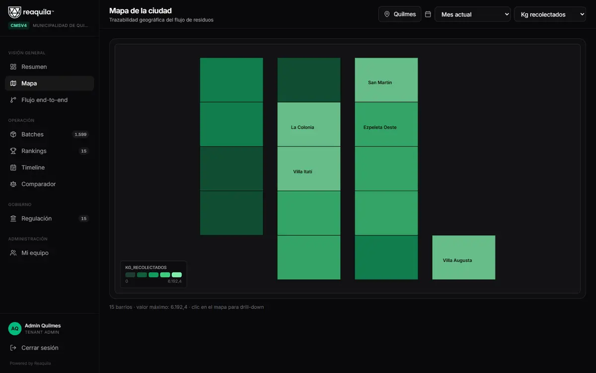 Seguimiento en vivo de recolecciones sobre el mapa