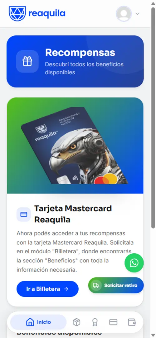 Wallet y tarjeta Reaquila — captura del producto